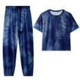 thumbnail image 1 of fartey 2 Piece Sets for Women Relaxed Short Sleeve Crewneck Tshirts Elastic Waist Pockets Drawstring Cinch Bottom Pants Trendy Print Sets, 1 of 7