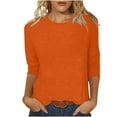 thumbnail image 1 of fartey 3/4 Sleeve Shirts for Women Dressy Tunic Solid Color Pullover Tops Soft Stretch Round Neck Top Lightweight T Shirt Lightweight Work Blouse for Holiday, 1 of 5