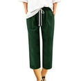 thumbnail image 1 of fartey Capri Pants for Women 2024 Elastic High Waist Pockets Pants with Drawstring Solid Color Casual Athletic Gym Running Trousers, 1 of 5