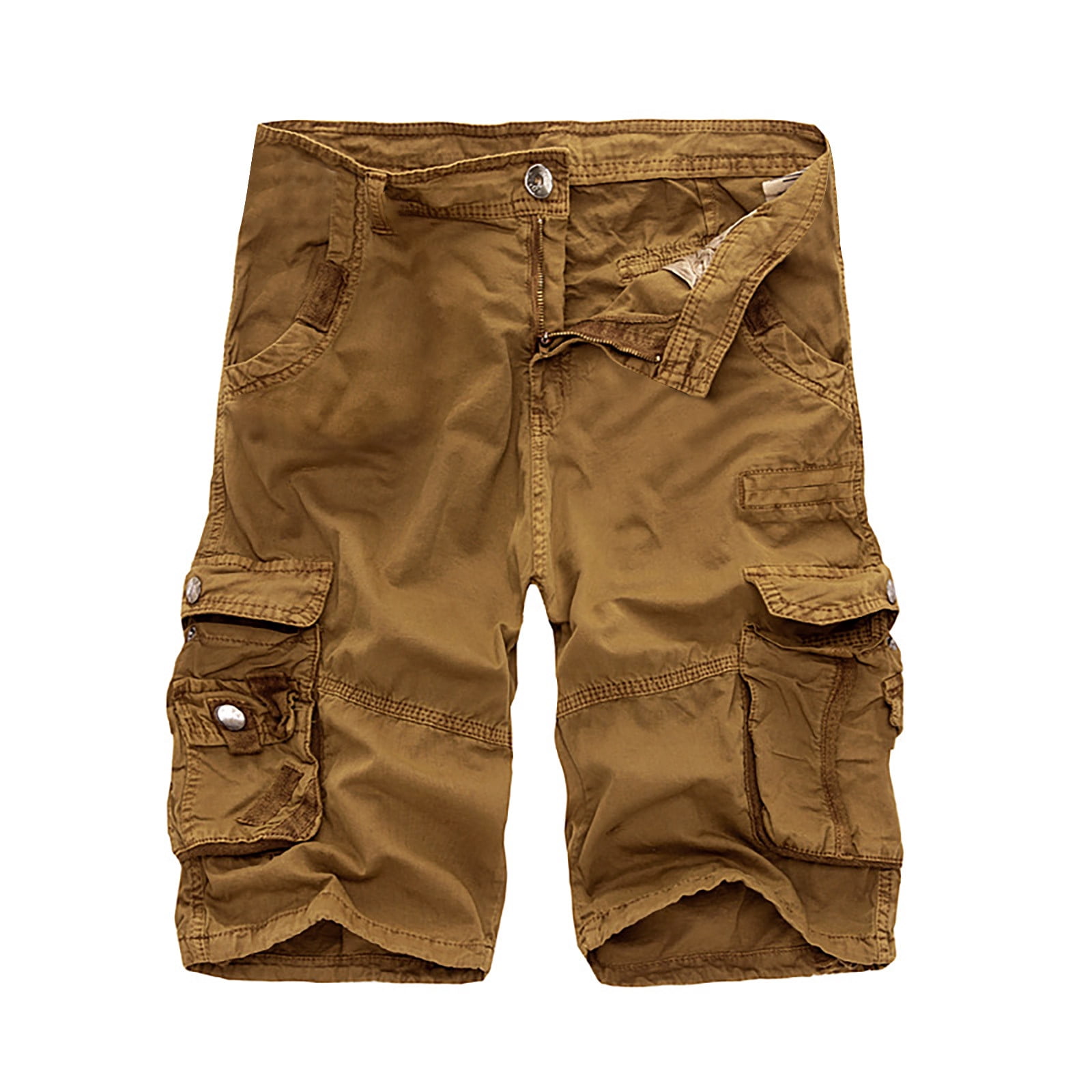 fartey Cargo Shorts for Men Casual Baggy Multi Pockets 5 Inch Pants with Zipper Button Outdoors Fishing Half Trousers No Belt Walmart