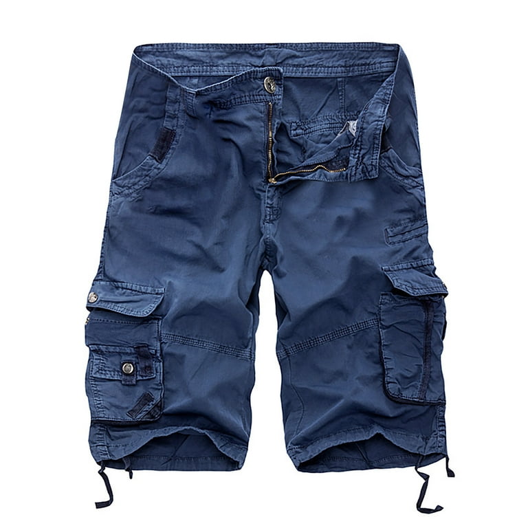 fartey Cargo Shorts for Men Casual Baggy Multi Pockets 5 Inch Pants with Zipper Button Outdoors Fishing Half Trousers No Belt