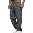 thumbnail image 1 of fartey Cargo Trousers for Men Loose Fit Multi Pockets Straight Leg Pants With Drawstring Elastic Waist Athletic Outdoor Mountain Pant, 1 of 3