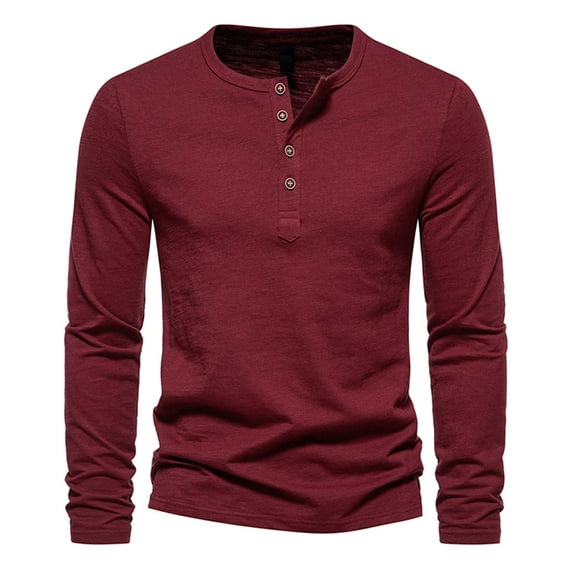 fartey Casual Henley Tops for Men Slim Fit Button Up Pullover Shirts Lightweight Soft Long Sleeves T-Shirts Thermal Underwear Crewneck Tee Top
