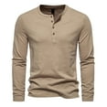 thumbnail image 1 of fartey Casual Henley Tops for Men Slim Fit Button Up Pullover Shirts Lightweight Soft Long Sleeves T-Shirts Thermal Underwear Crewneck Tee Top, 1 of 5