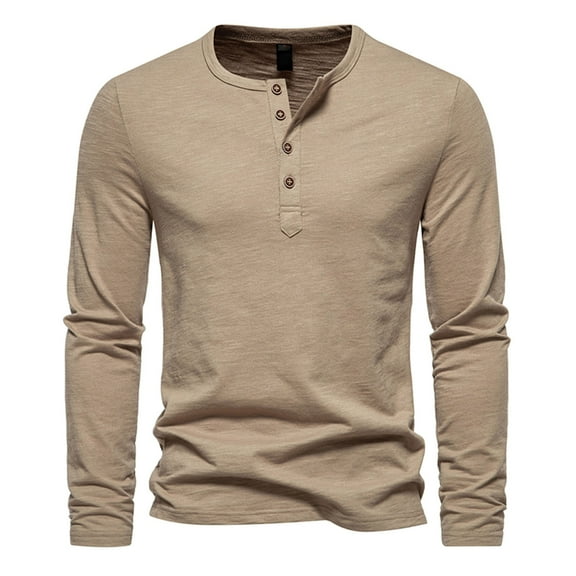 fartey Casual Henley Tops for Men Slim Fit Button Up Pullover Shirts Lightweight Soft Long Sleeves T-Shirts Thermal Underwear Crewneck Tee Top