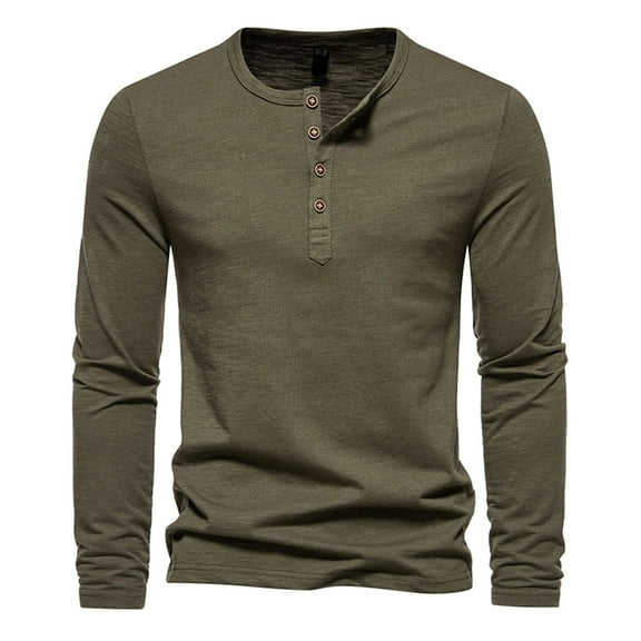 fartey Casual Henley Tops for Men Slim Fit Button Up Pullover Shirts Lightweight Soft Long Sleeves T-Shirts Thermal Underwear Crewneck Tee Top