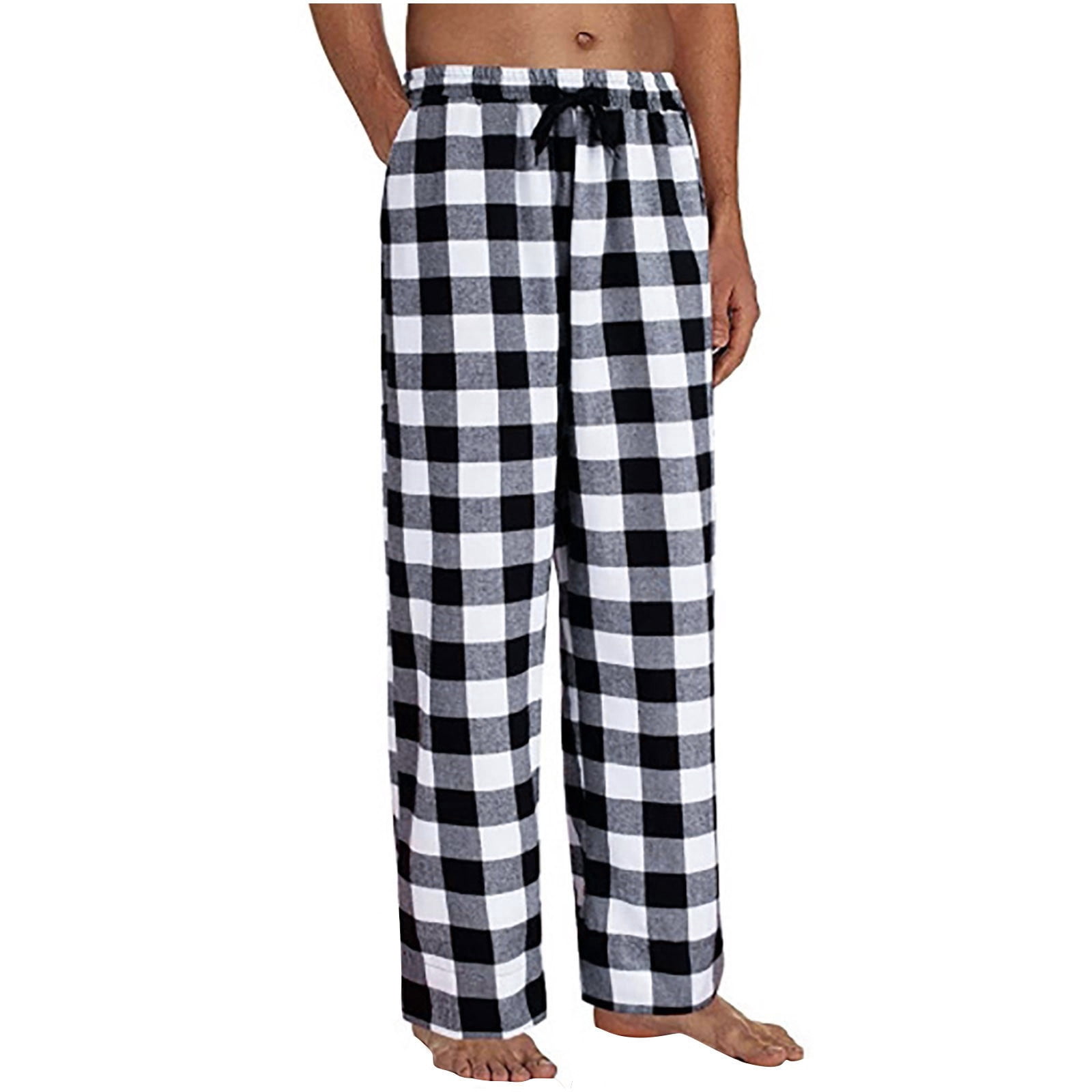 fartey Casual Pants for Men Loose Fit Plaid Print Trousers Lounge