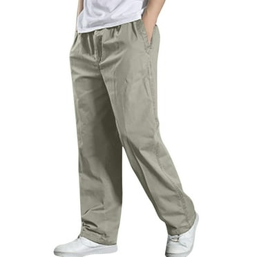 fartey Casual Plus Size Trousers for Men Loose Fitted Elastic Waisted Cotton Pants with Pockets Sports Work Joggers Straight Leg Pant, M-6XL