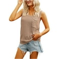 thumbnail image 1 of fartey Casual Round Neck Tank Top for Women Sleeveless Ribbed Knit Loose Fit Summer Tee T Shirt with Chest Pocket Daily Wear, 1 of 6