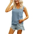 thumbnail image 1 of fartey Casual Round Neck Tank Top for Women Sleeveless Ribbed Knit Loose Fit Summer Tee T Shirt with Chest Pocket Daily Wear, 1 of 6