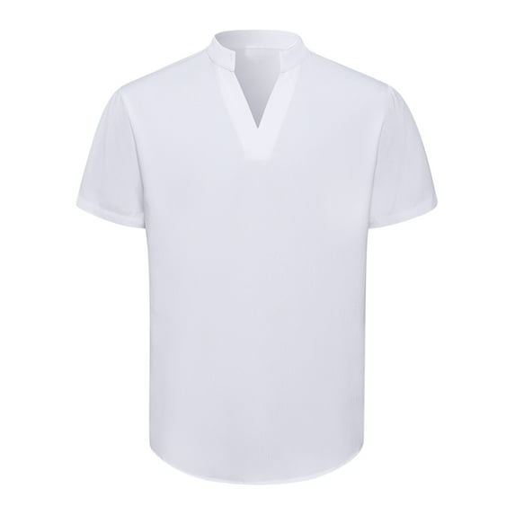 fartey Cotton Linen Top for Men Roomy Fit Split V Neck T Shirts Casual Summer Short Sleeves Summer Tops Lightweight Soft Solid Color Tshirts Summer Beach Hippie T Shirts