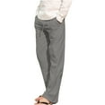 thumbnail image 1 of fartey Cotton Linen Trousers for Women Plus Size Solid Color Wide Leg Lounge Pants Relaxed Pockets Elastic High Waist Baggy Pants, S-5XL, 1 of 3