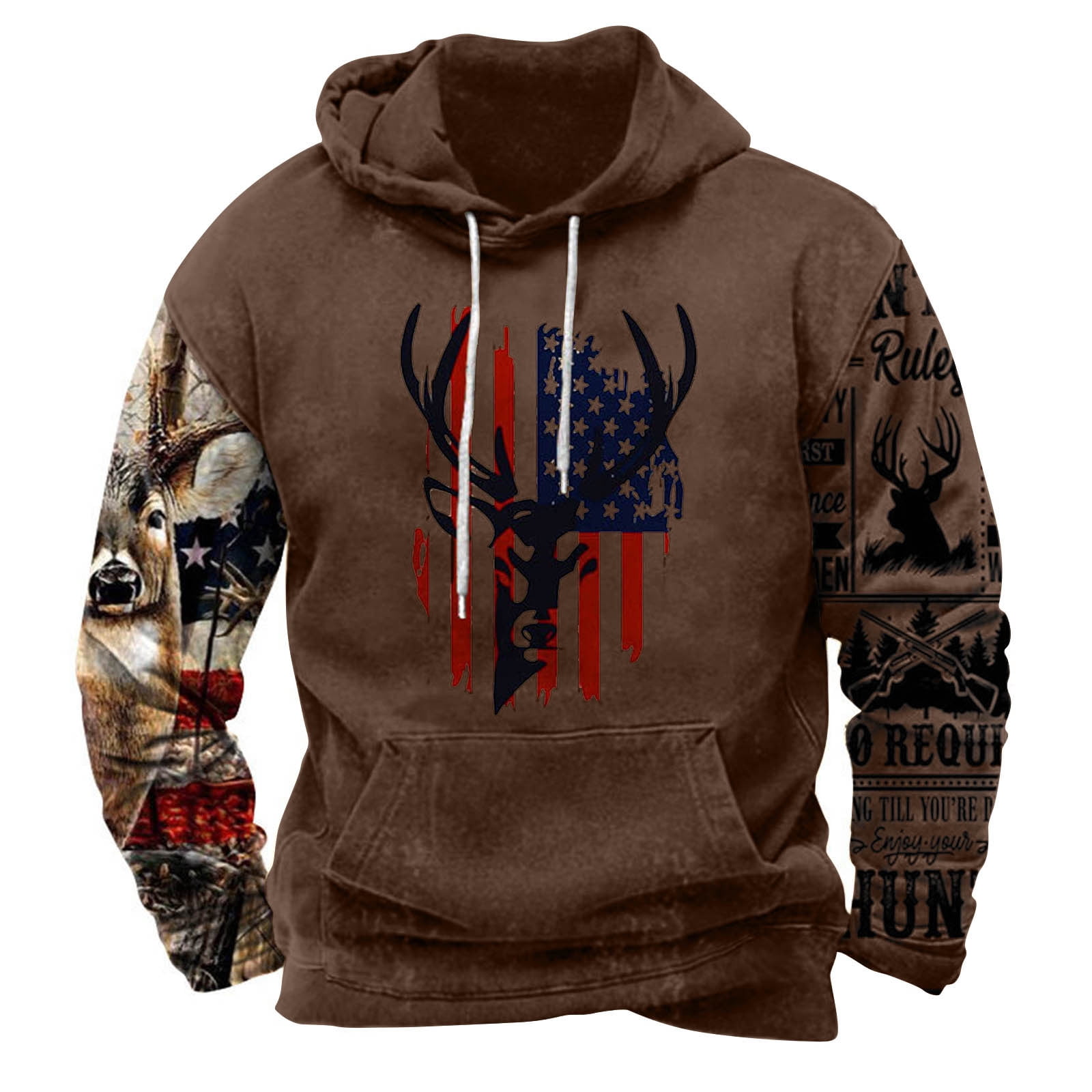 fartey Cyber And Monday Deals At Walmart For Today Men s Hoodies Western Ethnic Style Drawstring Sweatshirts Distressed Hoodie Pullover Vintage USA