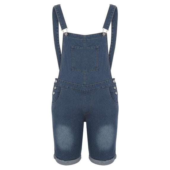fartey Denim Bib Overall for Men Summer Big Pockets Strap Jeans Streetwear Slim Fit Casual Above Knee Length Outdoor Jumpsuits