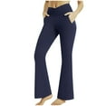 thumbnail image 1 of fartey Flare Pants for Women Elastic Crossover Waist Yoga Leggings With Pockets Tummy Control High Waisted Pants Casual Solid Color Joggers Gym Workout Leggings with Pockets, 1 of 8