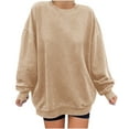 thumbnail image 1 of fartey Fleece Lined Oversized Sweatshirt for Women Warm Cozy Solid Color Shirts Casual Winter 2024 Round Neck Pullover Tops Loose Comfy Long Sleeves Sweatshirts, 1 of 4