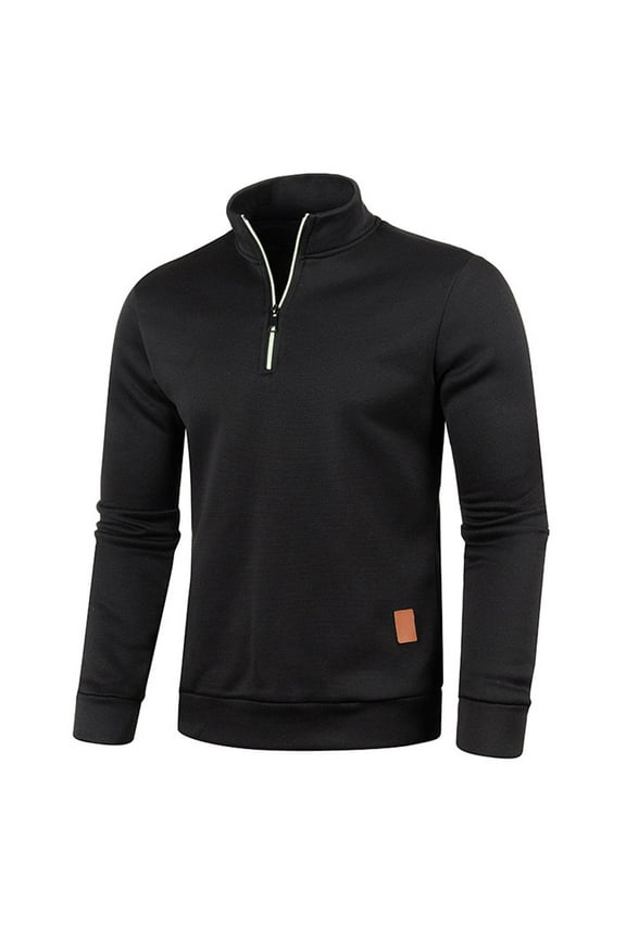 Fleece Sweatshirt for Men Stand Collar Quarter Zip Pullover Top Long Sleeve Solid Cozy Sweater Shirt