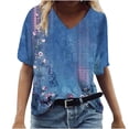 thumbnail image 1 of fartey Floral Print Shirts for Women Plus Size 2024 Summer Casual V Neck Tshirts Loose Short Sleeve Lightweight Soft Tops Tee for Jeans, 1 of 5