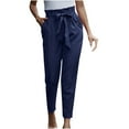 thumbnail image 1 of fartey Lightning Deals of Today Wide Leg Pants for Women 2024 High Paperbag Waist Solid Color Slim Trousers with Waist Tie Pockets Lounge Vacation Work Pants, 1 of 6