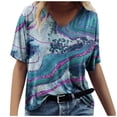 thumbnail image 1 of fartey Marble Print Shirts for Women 2024 Summer Casual V Neck Tshirts Loose Short Sleeve Lightweight Soft Tops Tee for Jeans, 1 of 3