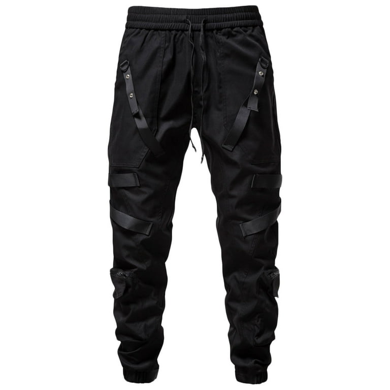 fartey Men Casual Gothic Pants Classic Drawstring Elastic