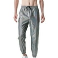 thumbnail image 1 of fartey Men Metallic Shiny Pant with Pockets Drawstring Slim Fit Trousers Sparkle Pleated Elastic Waist Straight Leg Party Pants, 1 of 7