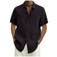 thumbnail image 1 of fartey Men Plus Size Cotton Linen Shirts 2025 Summer Short Sleeve Lapel Blouses Solid Color Button Down Casual Tshirt, S-5XL, 1 of 5