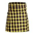thumbnail image 1 of fartey Men Scottish Utility Kilts Casual Pleated Plaid Print Skirts with Pockets High Waist Summer Tartan Skirts, 1 of 9