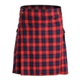 thumbnail image 1 of fartey Men Scottish Utility Kilts Casual Pleated Plaid Print Skirts with Pockets High Waist Summer Tartan Skirts, 1 of 9