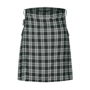 fartey Men Scottish Utility Kilts Plus Size Pockets Summer Casual Tartan Skirts 2023 Stripe Print Pleated Skirts, S-5XL