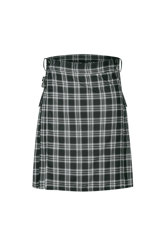 Men Scottish Utility Kilts Plus Size Pockets Summer Casual Tartan Skirts 2024 Stripe Print Pleated Skirts, S-5XL