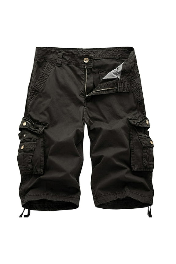 Men's Cargo Shorts Casual Multi Pockets Plus Size Half Trousers with Button Zipper Baggy Outdoors Hiking 5 Inch Pants