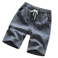 thumbnail image 1 of fartey Men's Cotton Linen Short with Pockets Elastic Waist Drawstring Baggy Fit Shorts Summer Gym Beach Sports Joggers Short, M-5XL, 1 of 3