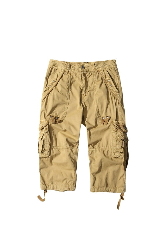 Men's Plus Size Capri Pants Multi Pockets Baggy Comfy 5 Inch Pants Casual Zipper Button Outdoors Sports Half Trousers No Belt