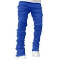 thumbnail image 1 of fartey Men's Stacked Streetwear Denim Pants Slim FItted Patch Distressed Destroyed Pants Ripped Jeans With Zipper Button Hip Hop Jeans, 1 of 6