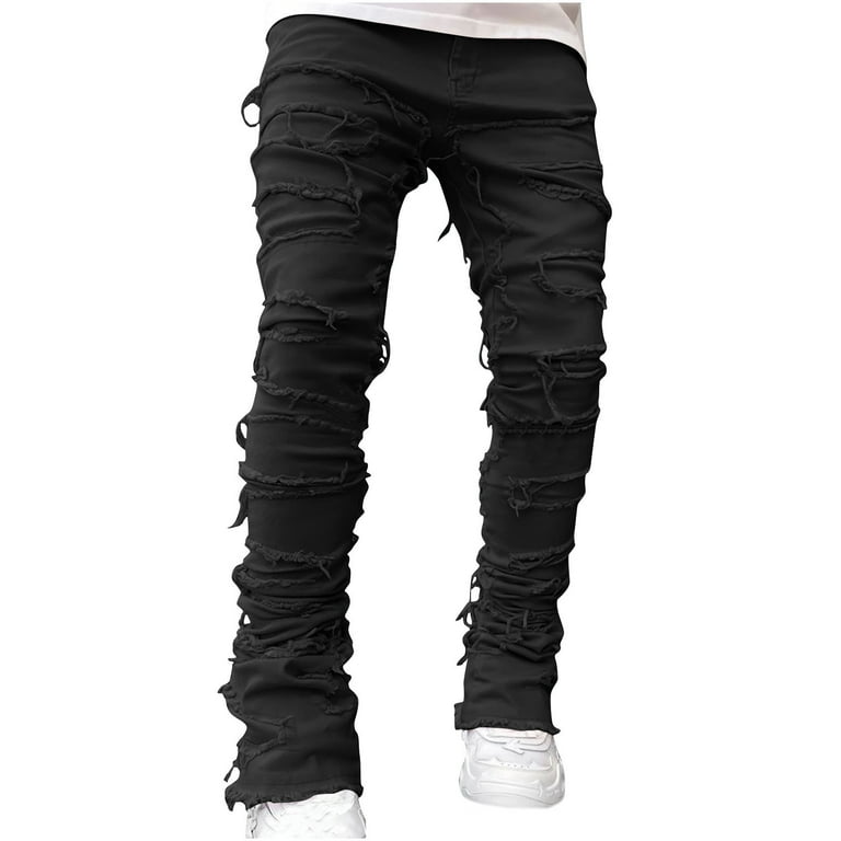 fartey Men's Stacked Streetwear Denim Pants Slim FItted fartey Men's Stacked Streetwear Denim Pants Slim FItted