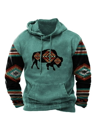 BZSFW Mens Fuzzy Sherpa Pullover Western Aztec Sweater Fleece Jacket Winter  Long Sleeve Sweatshirts Geometric Print Pocket : : Clothing