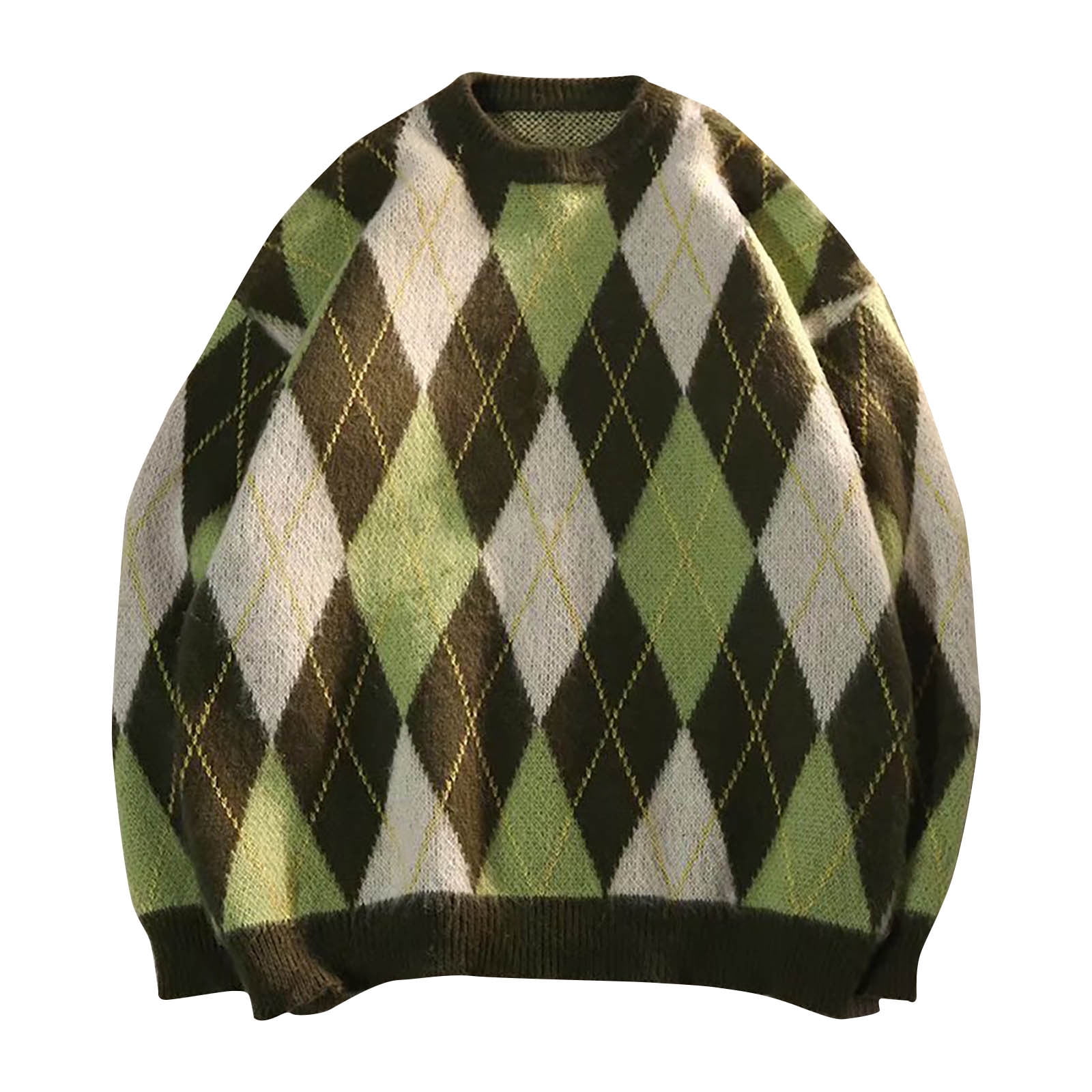 fartey Men's Vintage Grandpa Sweaters Oversized Geometric Pattern 