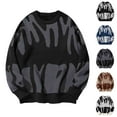 thumbnail image 1 of Fartey Men's Oversized Sweater Fall Long Sleeve Crewneck Knitted Pullover Tops Y2K Graphic Color Block Sweaters Winter Warm Sweaters Clear XL, 1 of 3
