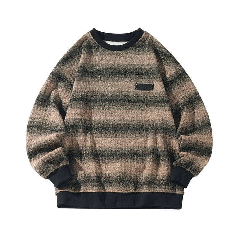 素晴らしい Grandpa Vintage Men's fartey Sweaters Striped Oversized トップス