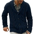 thumbnail image 1 of fartey Mens Button Down Cardigan Sweater Cable Knitted Shawl Collar Cardigan Knitwear Long Sleeve Open Front Jackets Outwear Baggy Warm Solid Color Sweaters, 1 of 3