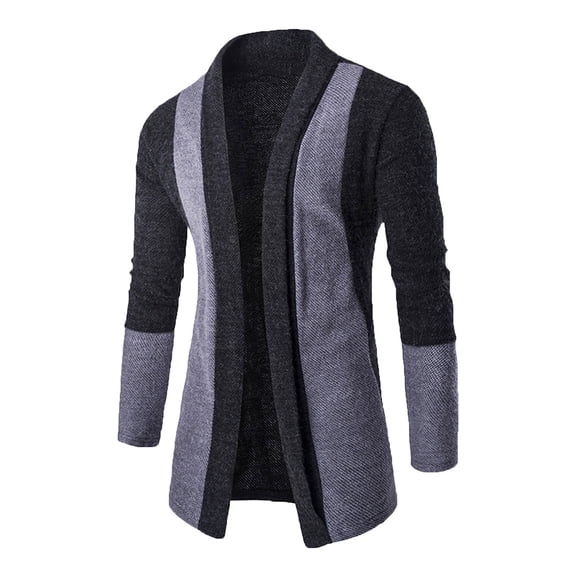 fartey Mens Cardigan Sweater Knit Shawl Collar Color Block Outwear Long Sleeve Cozy Winter Warm Sweater Jacket