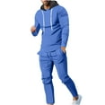 thumbnail image 1 of fartey Mens Hooded Athletic Tracksuit Slim Fit Solid Color Sweatsuit Set Hooded Sweatshirts and Sweatpant Joggers Suits Casual Athletic Long Sleeve Outfit Pullover Suit, M-3XL, 1 of 6