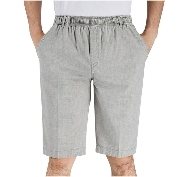 fartey Mens Plus Size Linen Shorts with Pockets Elastic Waist Baggy Casual Short Breathable Summer Solid Color 5 Inch Pants, XL-5XL