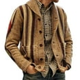thumbnail image 1 of fartey Mens Plus Size Striped Sweater Loose Fitted Shawl Collar Cardigan Sweaters Thermal Lounge Button Down Knit Sweater Long Sleeve Cardigans Knitwear with Pockets, 1 of 3