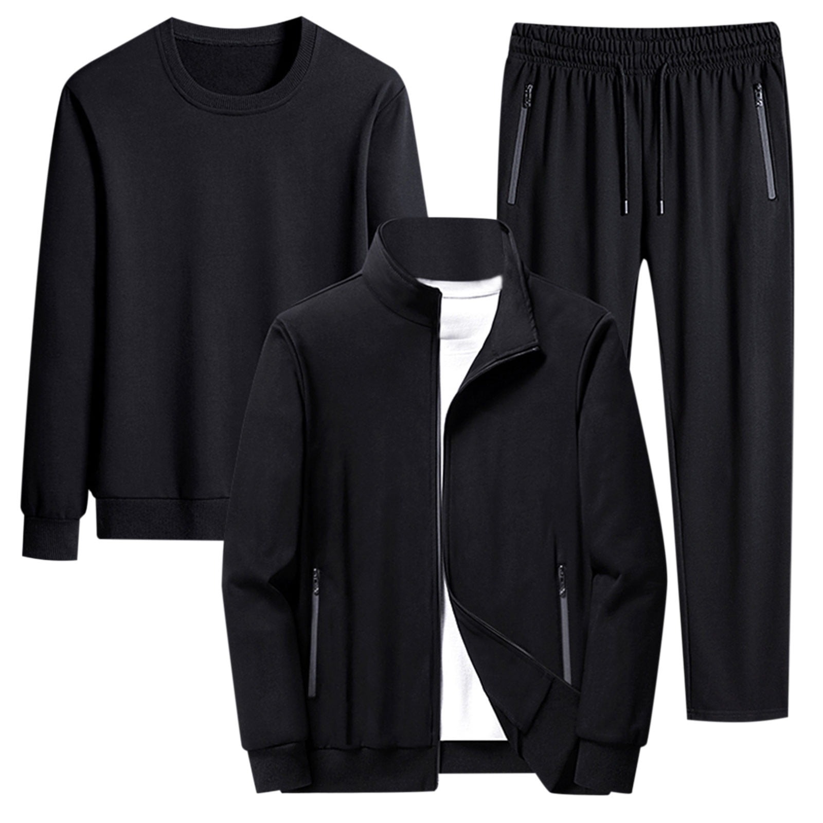 Plus-size Fleece-lined Thick Men's Casual Sport Two-piece Set