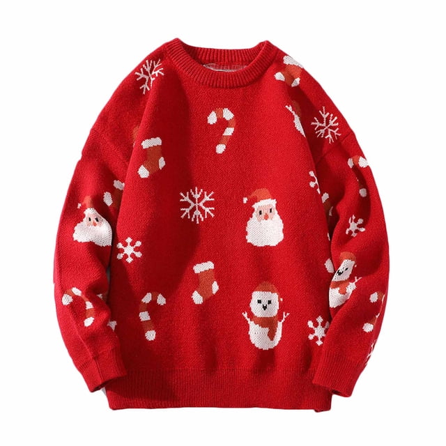fartey Mens Plus Size Ugly Christmas Pullover Sweaters Cute Santa Claus