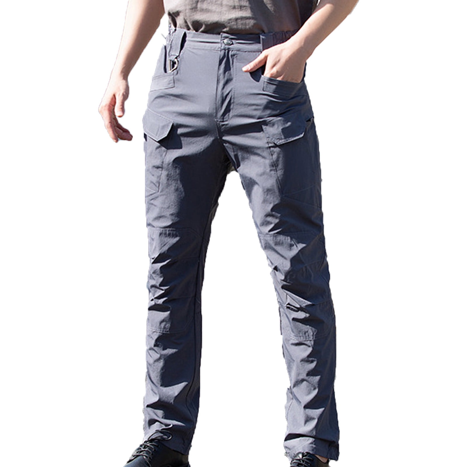 fartey Mens Plus Size Work Hiking Pants Multi-Pockets Zipper