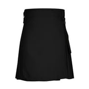 fartey Mens Scottish Utility Kilts Plus Size Pockets Button Lounge Pleated Skirts 2024 Summer Solid Color Skirts, S-5XL
