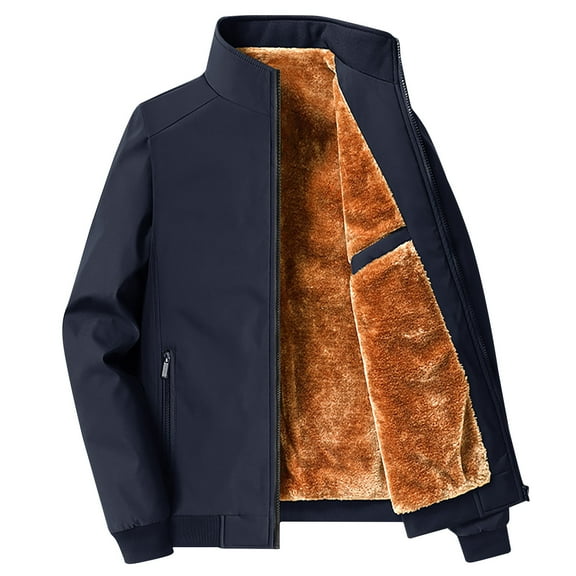 fartey Mens Winter Sherpa Liner Coats Baggy Fit Stand Collar Thickened Thermal Coat Outwear With Zipper Pockets Long Sleeve Insulated Windproof Hooded Parka Jackets, M-5XL